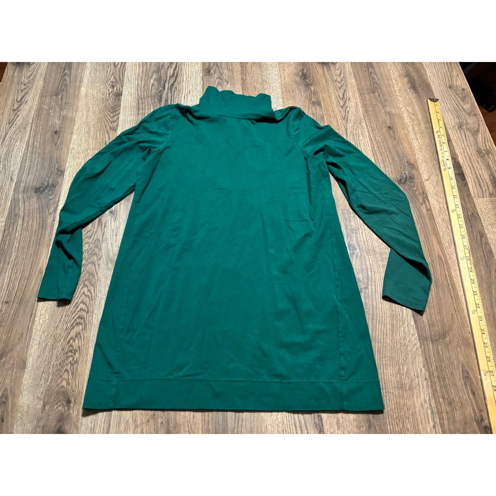 J.Jill Luxe Supima Shirt Womens Size S Green Tunic Turtleneck Long Sleeve